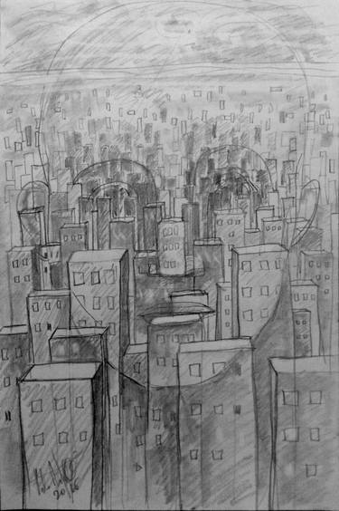 375x564 The Long City Drawing - Medieval City Drawing