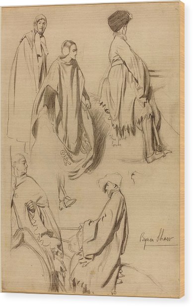 389x618 Byam Shaw, Studies Of Men And Women In Medieval Dress Drawing - Medieval Dress Drawing