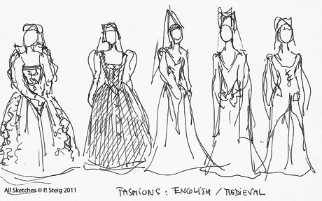 460x288 Celtic Dress Sketches - Medieval Dress Drawing