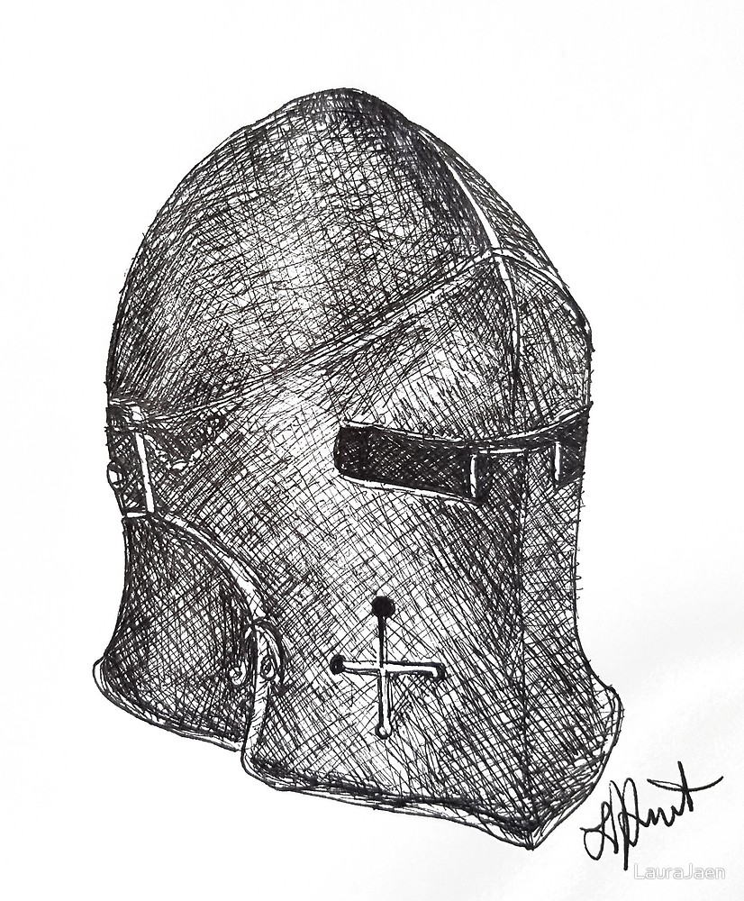 Medieval Helmet - Medieval Helmet Drawing. 
