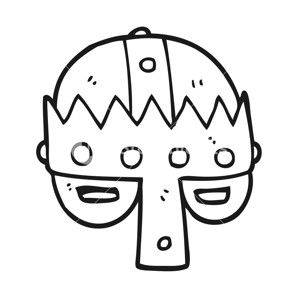 1000x1000 Freehand Drawn Black And White Cartoon Medieval Helmet Royalty - Medieval Helmet Drawing
