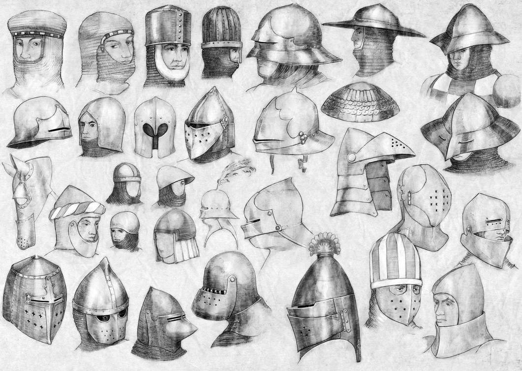 1061x753 a look into popular types of medieval helmets - Medieval Helmet Dr...