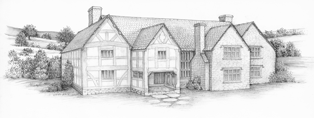 1024x386 coflein mapping - Medieval House Drawing