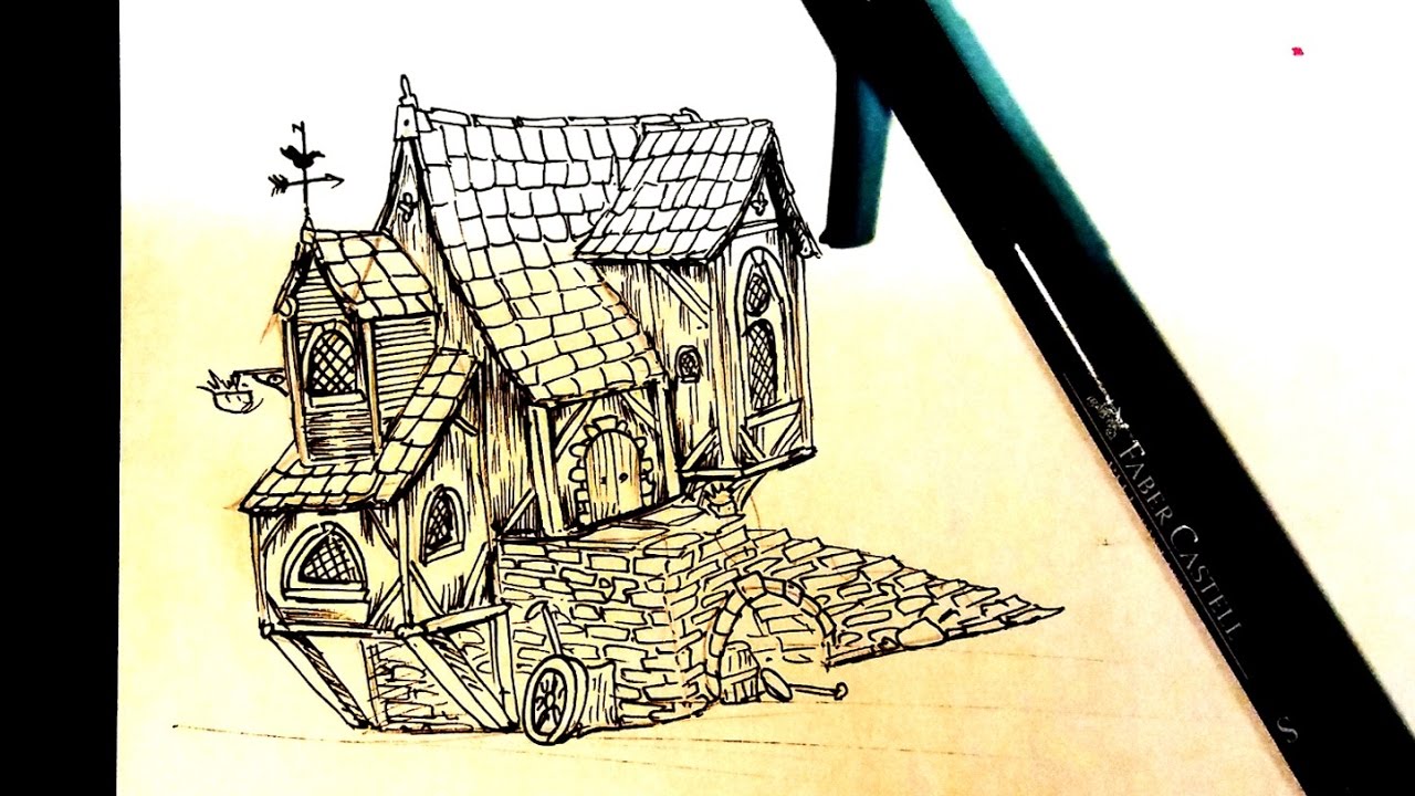 1280x720 Drawing A Medieval House - Medieval House Drawing