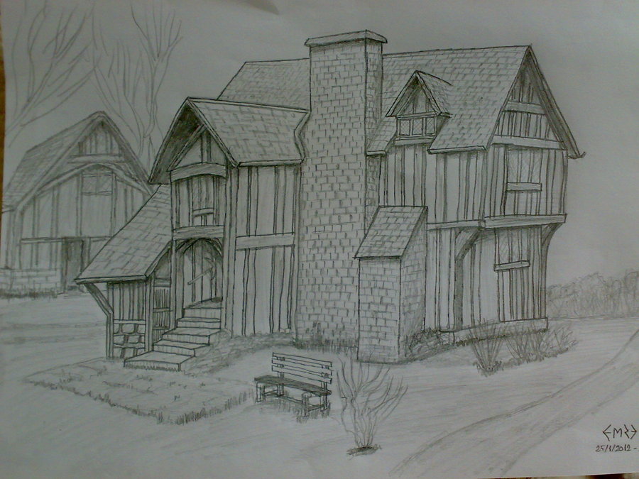 900x675 Mansion Drawing Medieval For Free Download - Medieval House Drawing