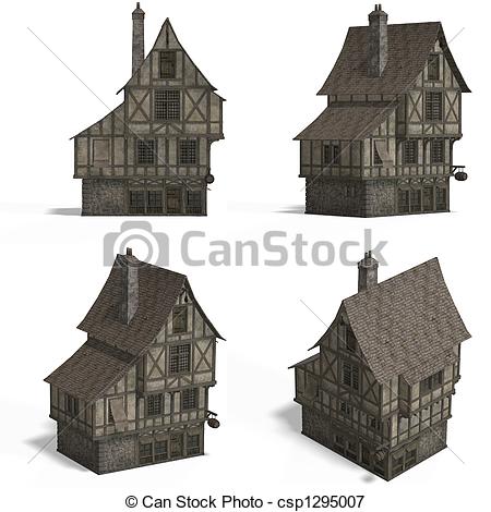450x470 Medieval Houses - Medieval House Drawing