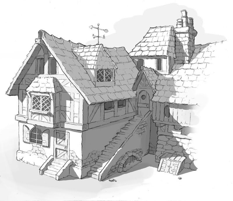 Medieval House Drawing at PaintingValley.com | Explore collection of