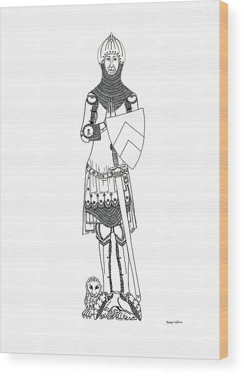 476x732 Medieval Knight Drawing Wood Print - Medieval Knight Drawing