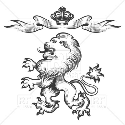 400x400 Hand Drawn Heraldic Lion Sketch With Crown Vector Image - Medieval Lion Drawing