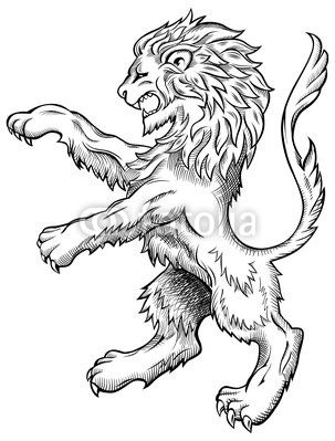 303x399 Medieval Lion Drawing From Abrams, Royalty Free Vector - Medieval Lion Drawing