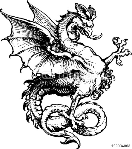 442x500 The Rpgpundit Medieval Monsters In My Upcoming Lion Dragon - Medieval Lion Drawing