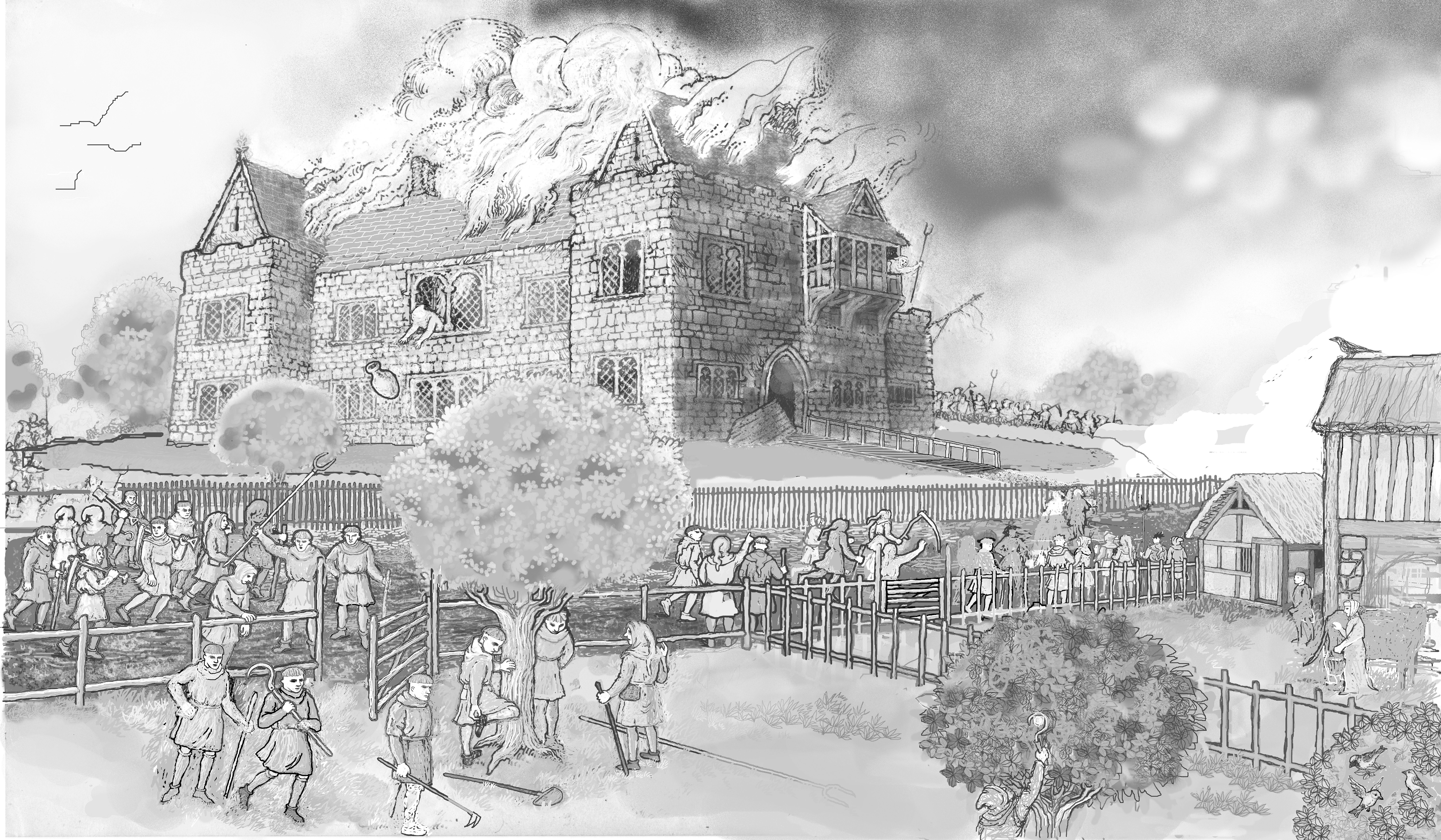 8524x4968 Medieval Highbury - Medieval Manor Drawing