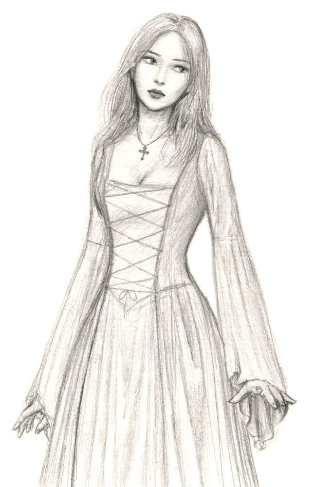 645x1000 medieval maid - Medieval Princess Drawing