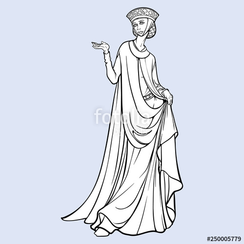 500x500 medieval princess with a characteristic gothic slouching posture - Medieval Princess Drawing