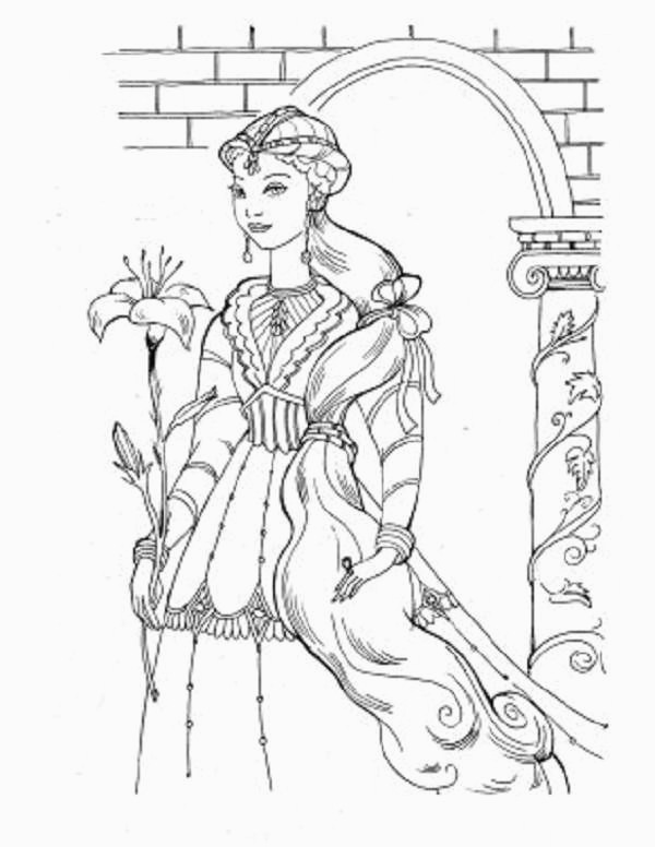 600x776 Best Images About Coloriages Moyen Age - Medieval Princess Drawing