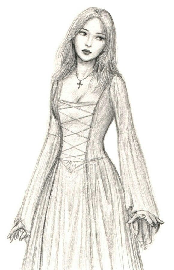 581x900 medieval lady, maybe a queen - Medieval Queen Drawing