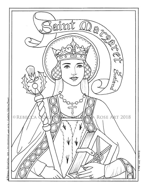 570x738 St Margaret Of Scotland Coloring - Medieval Queen Drawing