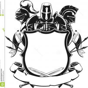 300x300 Stock Images Knight Shield Silhouette Ornament Vector Set Knightly - Medieval Shield Drawing