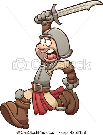 359x470 Medieval Soldier Running Vector Clip Art Illustration With Simple - Medieval Soldier Drawing