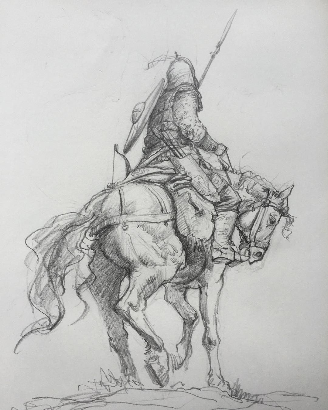 1080x1350 Morning Sketching - Medieval Soldier Drawing