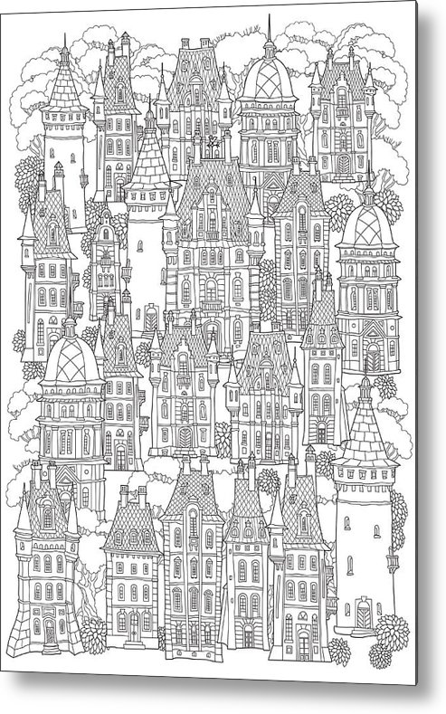 493x789 fantasy landscape fairy tale castle, old medieval town, park - Medieval Town Drawing