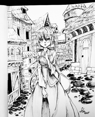 320x393 medieval town girl originaly wanted to do haku from vocaloid - Medieval Town Drawing