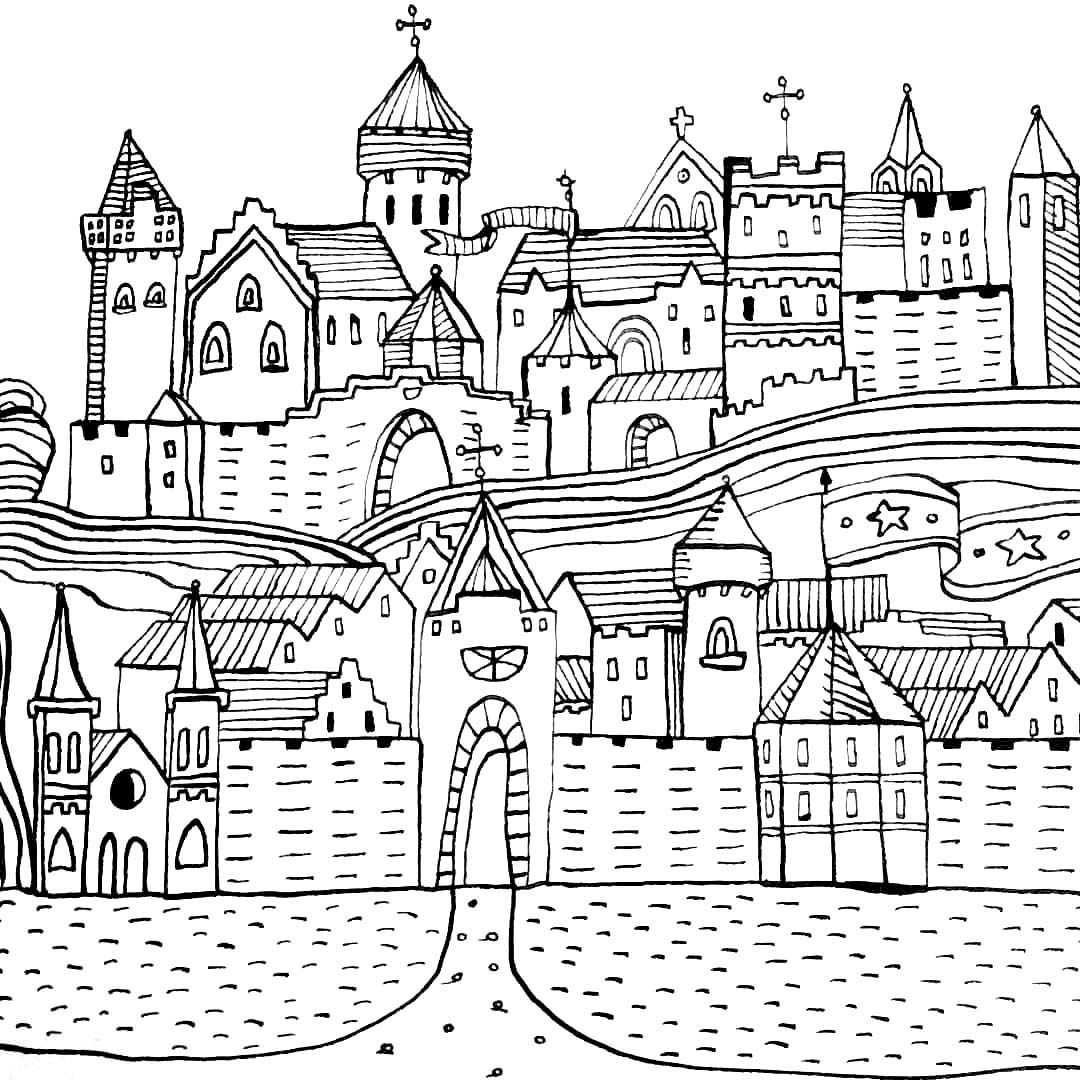 Medieval Town Drawing at Explore collection of