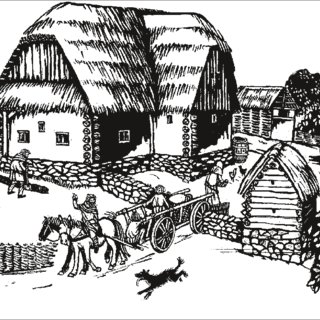 320x320 reconstruction of farmstead i in the deserted medieval village - Medieval Village Drawing