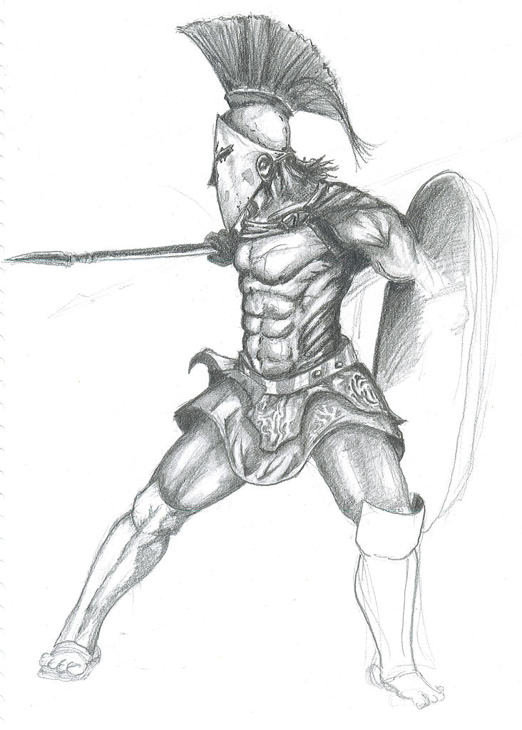 732x1024 Filespartan Warrior Agoge - Medieval Warrior Drawing