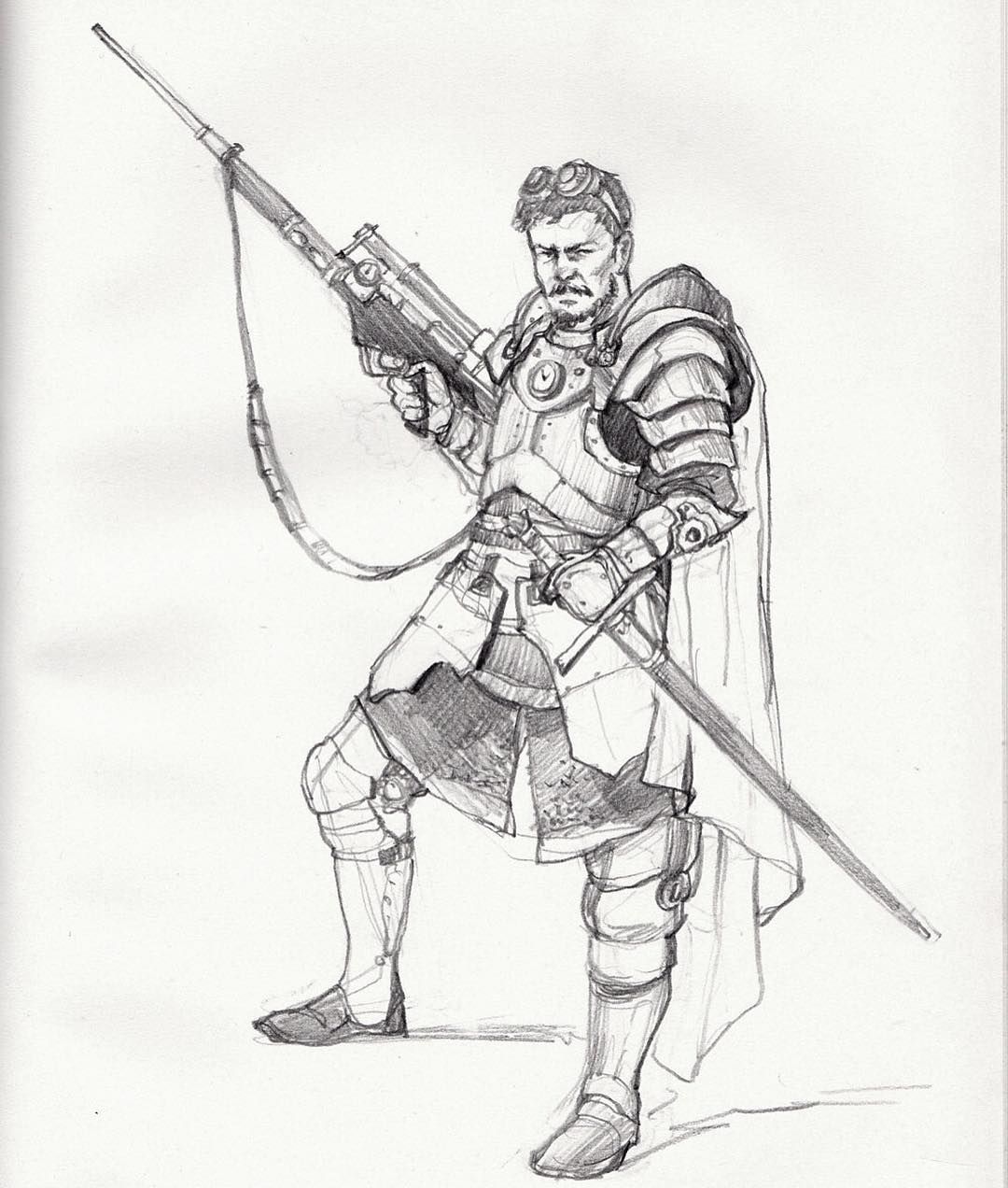 1080x1272 A Bit Of Medieval Steampunk Sketch - Medieval Warrior Drawing