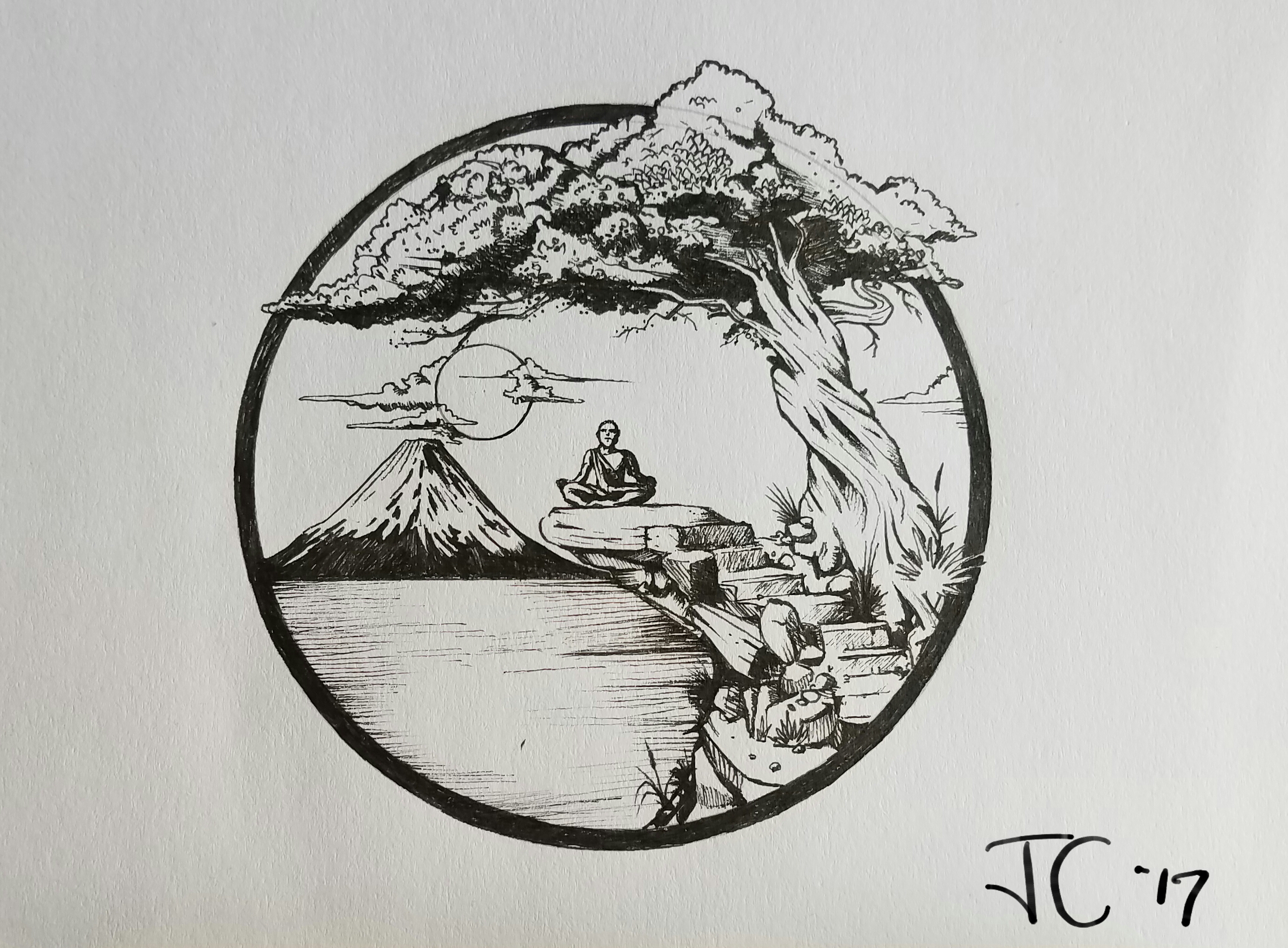 2746x2021 drawing is my meditation, archival ink on paper art - Meditation Drawing