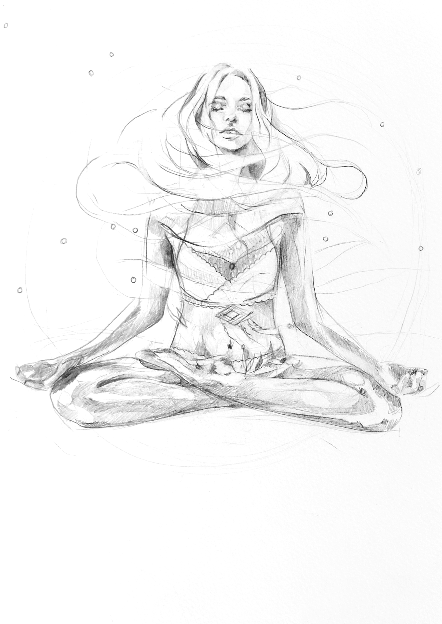 1500x2120 meditation drawing pencil for free download - Meditation Drawing