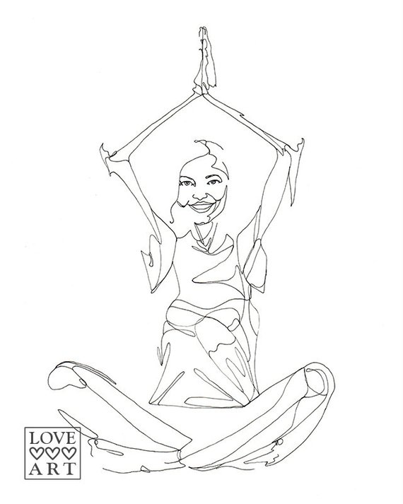 570x713 yoga art print happy meditation sukhasana easy pose drawing etsy - Meditation Drawing
