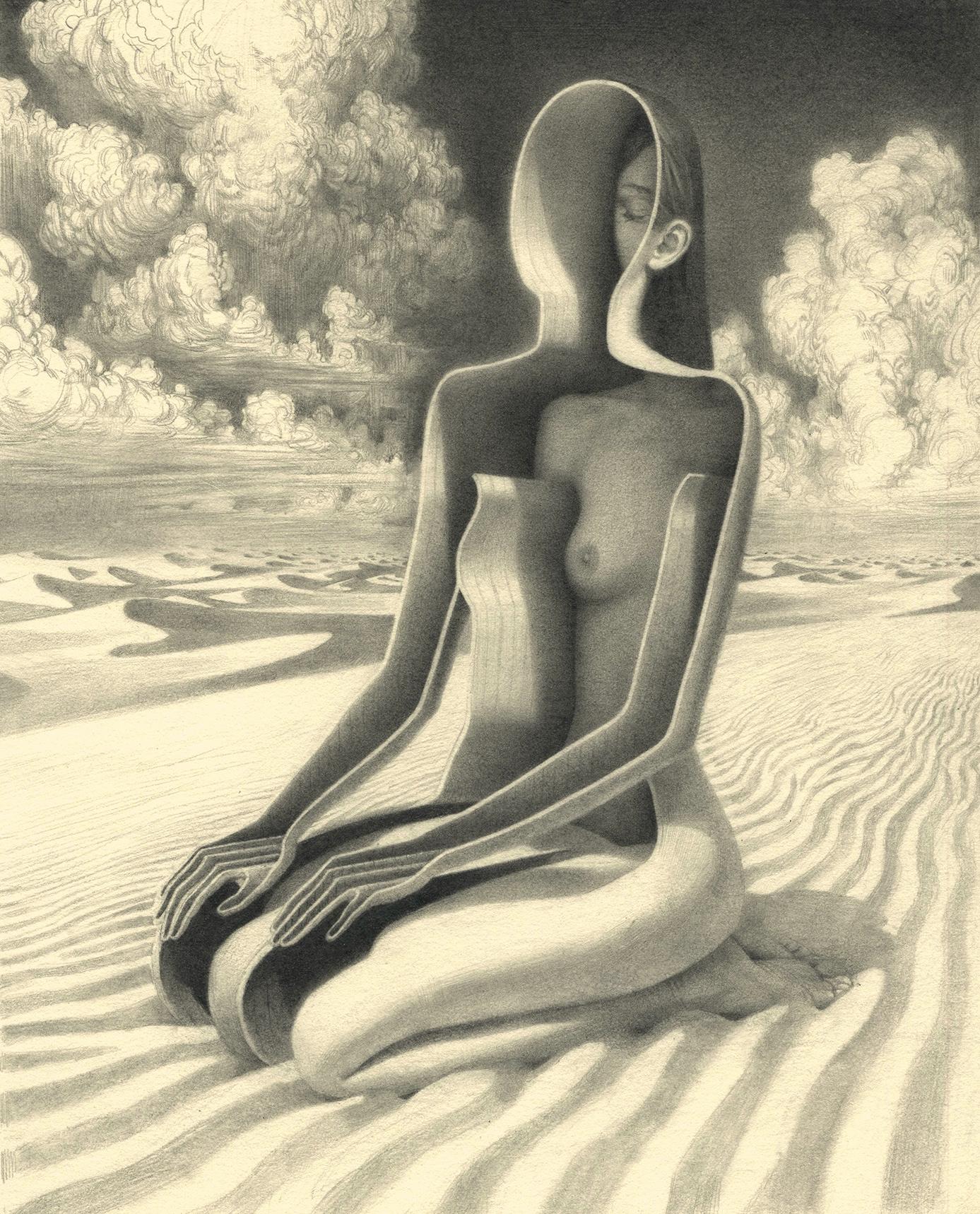 1387x1718 a pencil drawing i made about meditation pics - Meditation Drawing