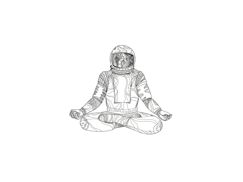 800x600 Astronaut Lotus Position Mandala - Meditation Pose Drawing