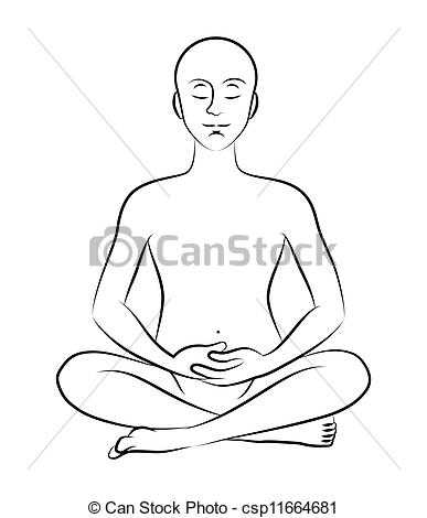 387x470 black and white meditation pose characters outline stylized - Meditation Pose Drawing