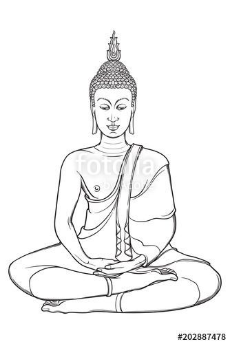 334x500 statueof sitting buddha meditating in the single lotus position - Meditation Pose Drawing