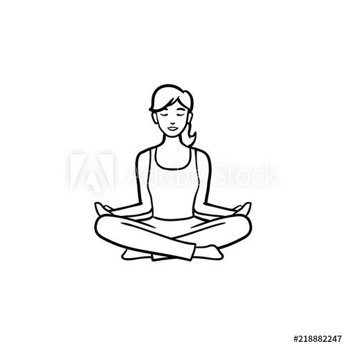 500x500 woman sitting in yoga lotus pose hand drawn outline doodle icon - Meditation Pose Drawing