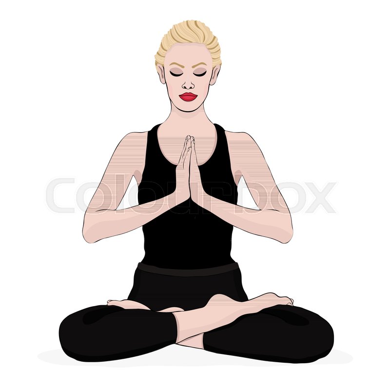 800x800 yoga pose, woman meditating in a lotus stock vector colourbox - Meditation Pose Drawing