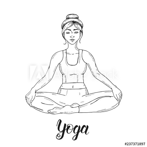 500x500 young girl in the lotus position padmasana women meditation - Meditation Pose Drawing