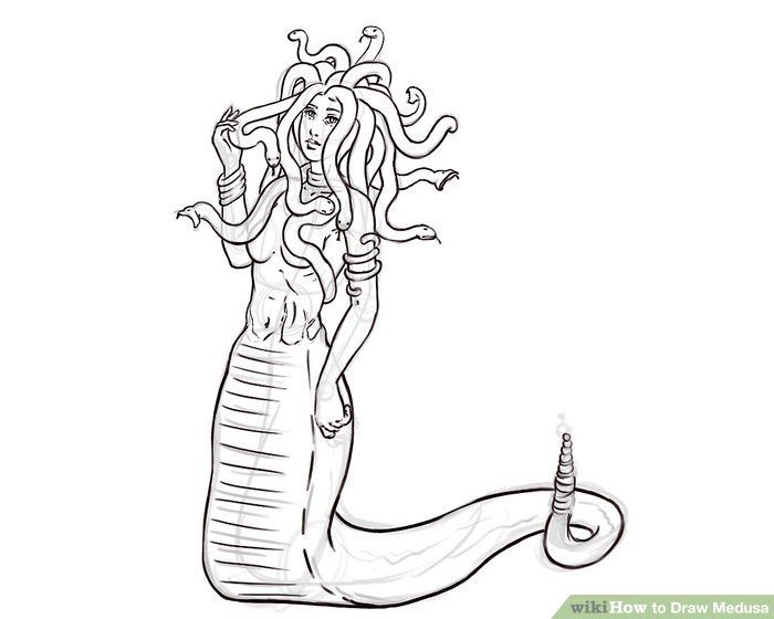 700x560 how to draw medusa steps - Medusa Drawing
