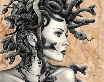 340x270 medusa drawing etsy - Medusa Drawing