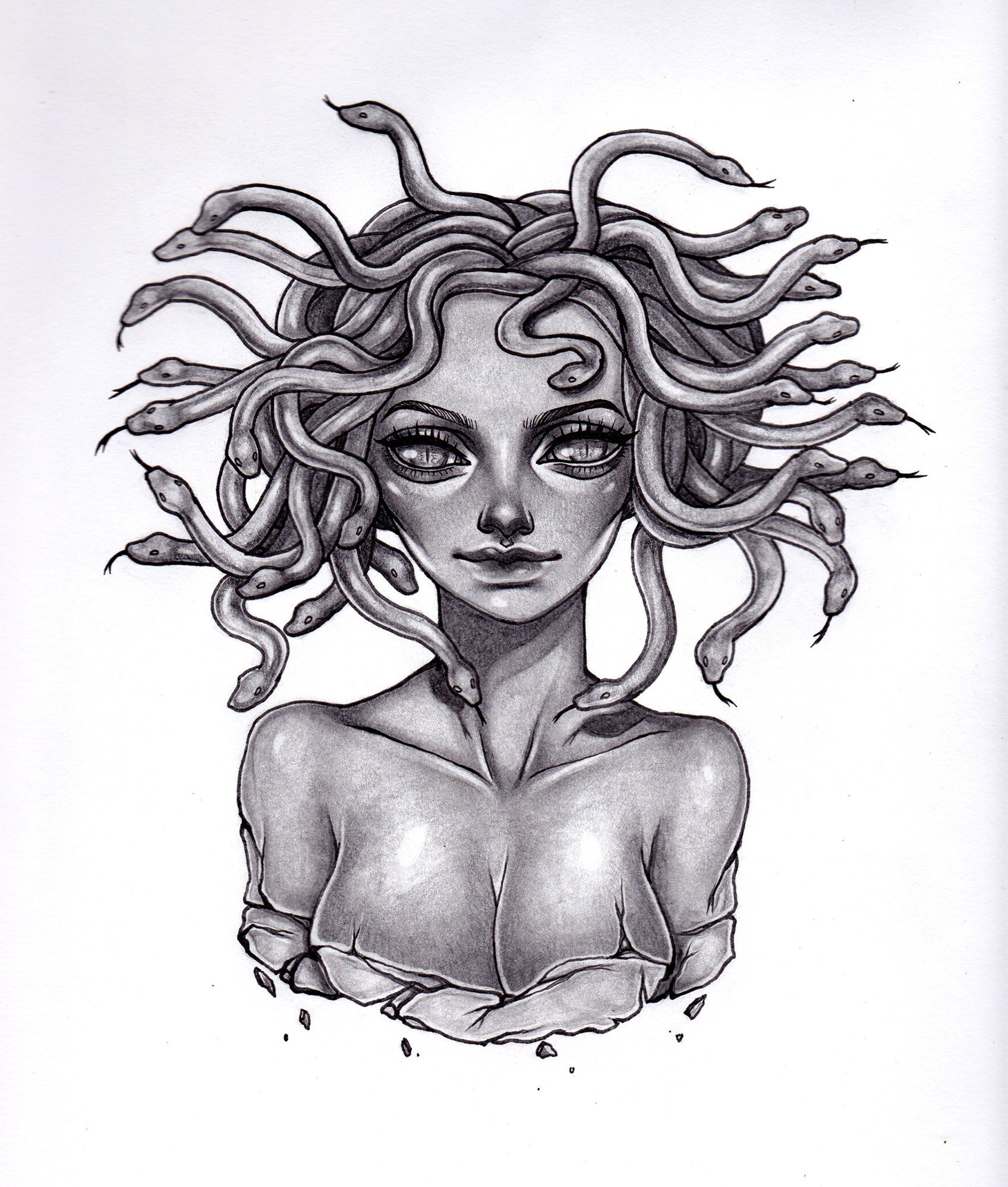 1696x1996 original medusa drawing etsy - Medusa Drawing