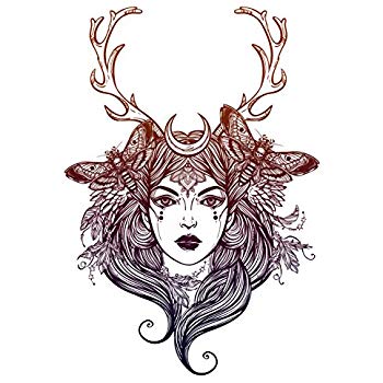 350x350 pretty wilderness forest moon goddess with antlers - Medusa Drawing