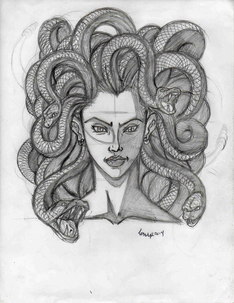 Medusa Face Drawing at PaintingValley.com | Explore collection of ...