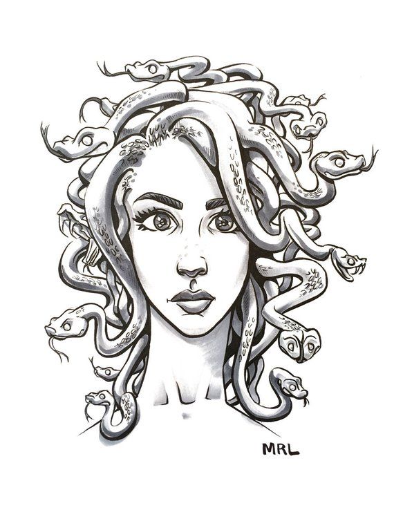 570x738 medusa - Medusa Face Drawing