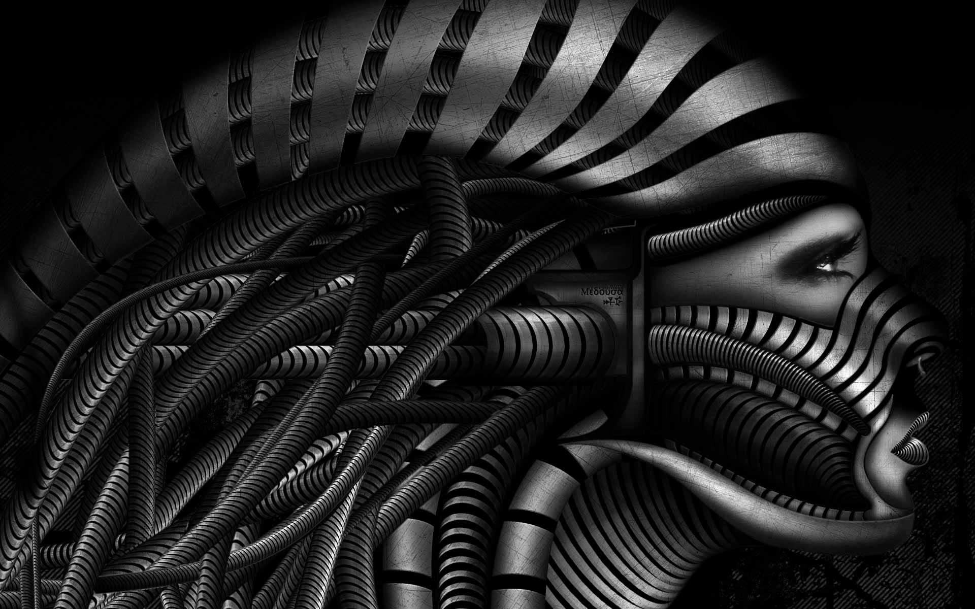 1920x1200 Wallpaper Face, Drawing, Women, Robot, Futuristic, Spiral - Medusa Face Drawing