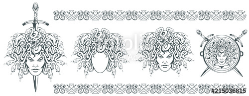 500x193 Gorgon Medusa - Medusa Head Drawing
