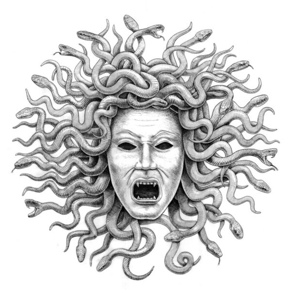 Medusa Drawing Ancient For Free Download - Medusa Head Drawing. 