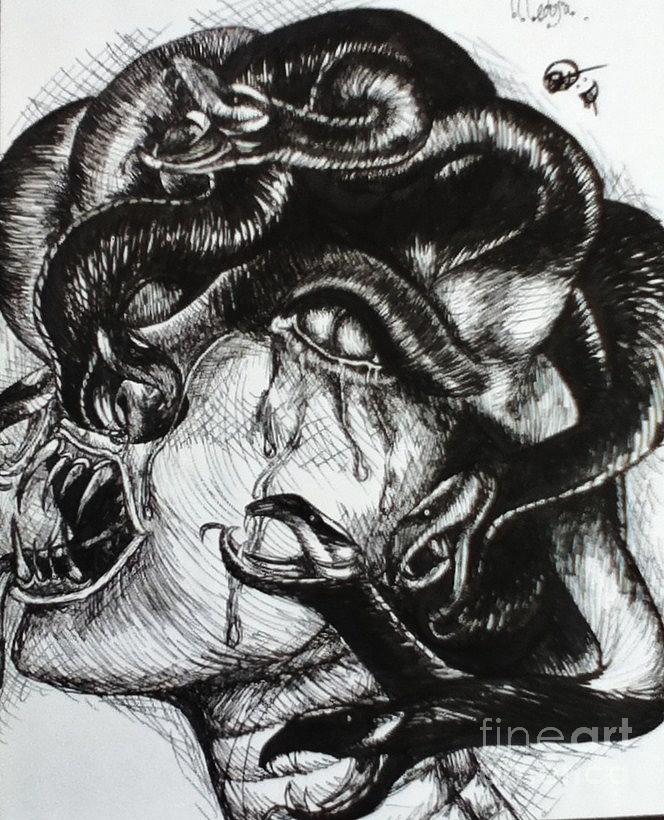 Medusa Drawing - Medusa Head Drawing. 
